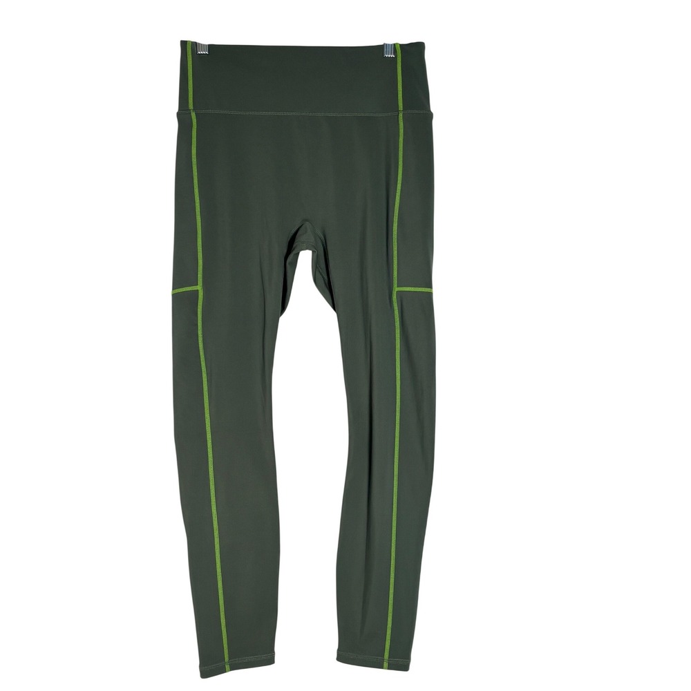Fabletics Motion365 Leggings Olive Green Lime Contrast Stitch XL LG2044804-5338